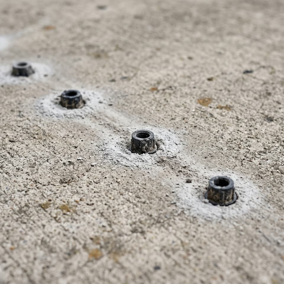 HydroHelp911 Crawl Space & Foundation Repair installing polyurethane foam via injection ports to level a concrete slab.