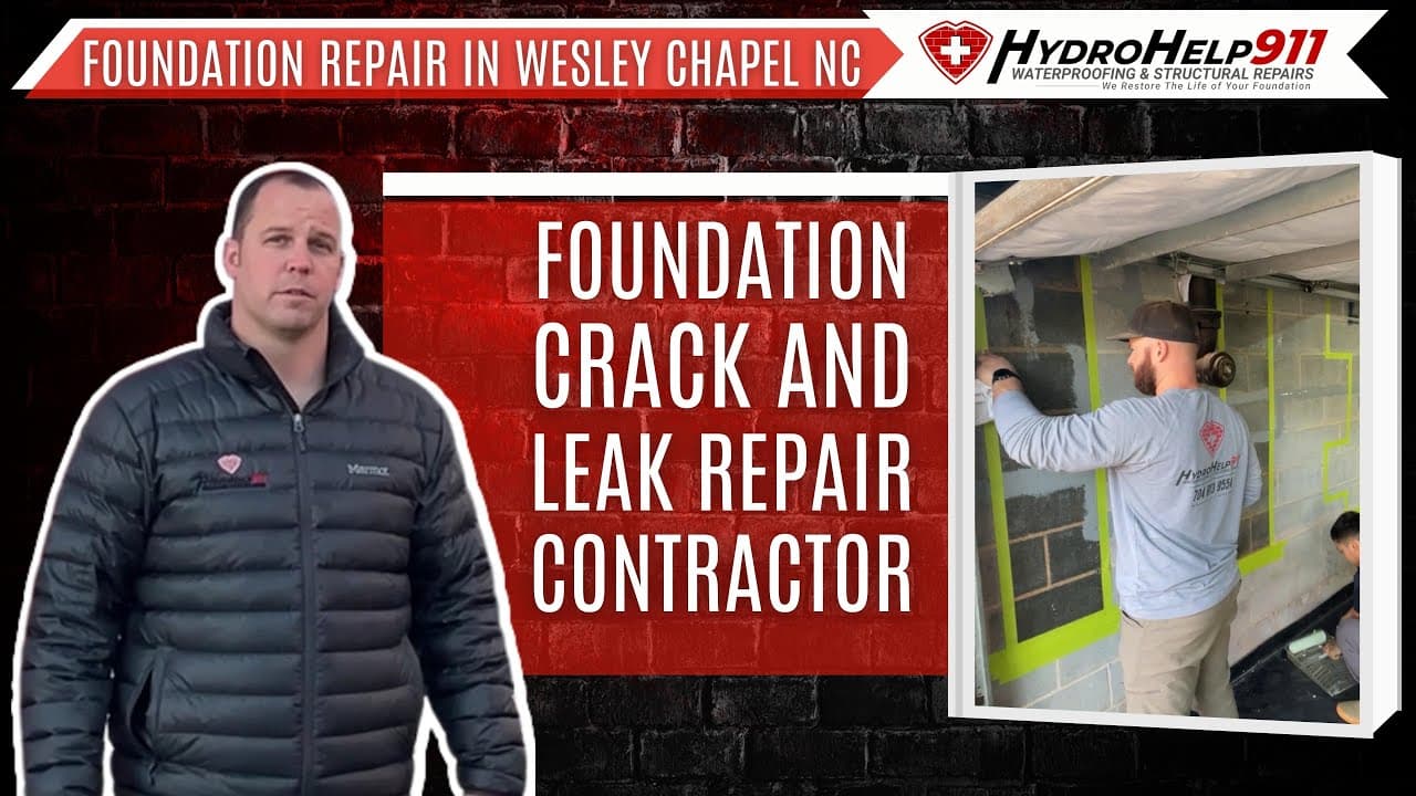 Foundation Crack and Leak Repair in Wesley Chapel, NC. Video preview.