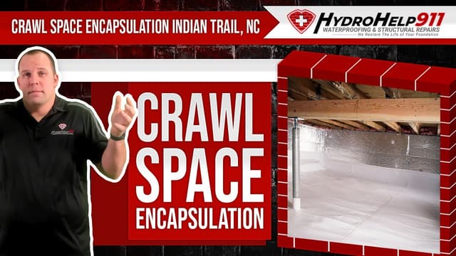 Crawl Space Encapsulation in Indian Trail, NC: Repair, Vapor Barrier and Insulation. Video preview.