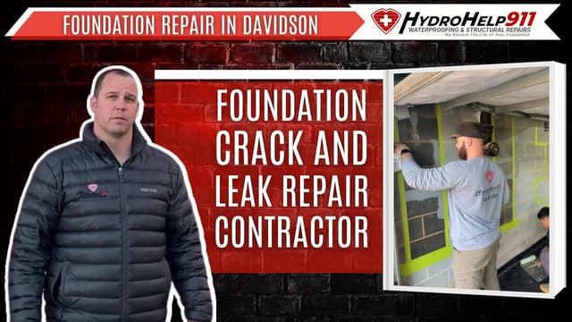 Foundation Repair in Davidson, NC: Foundation Crack and Leak Repair. Video preview.