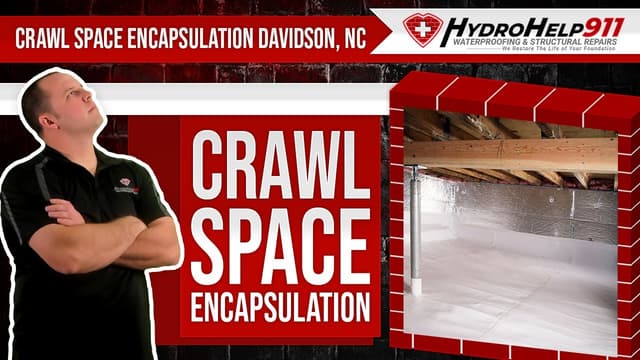 Crawl Space Encapsulation in Davidson, NC: Repair, Vapor Barrier and Insulation. Video preview.