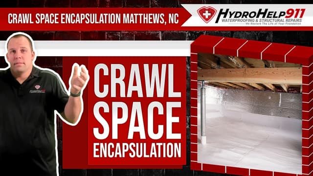 Crawl Space Encapsulation in Matthews, NC: Repair, Vapor Barrier and Insulation. Video preview.