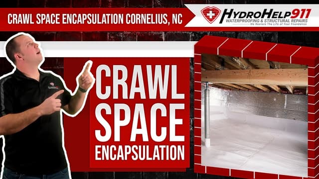 Crawl Space Encapsulation in Cornelius, NC: Repair, Vapor Barrier and Insulation. Video preview.