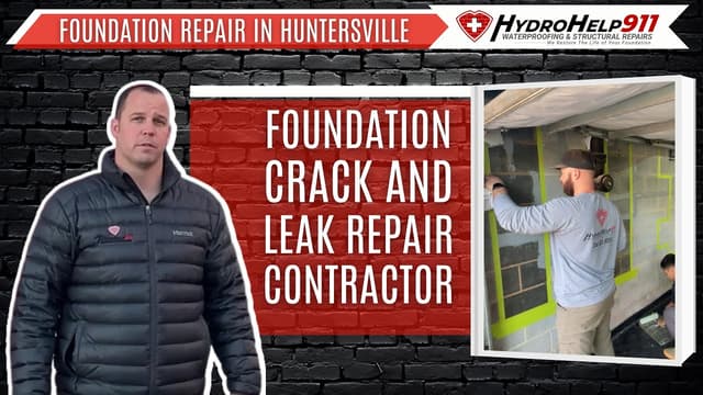 Foundation Repair in Huntersville, NC: Foundation Crack and Leak Repair. Video preview.
