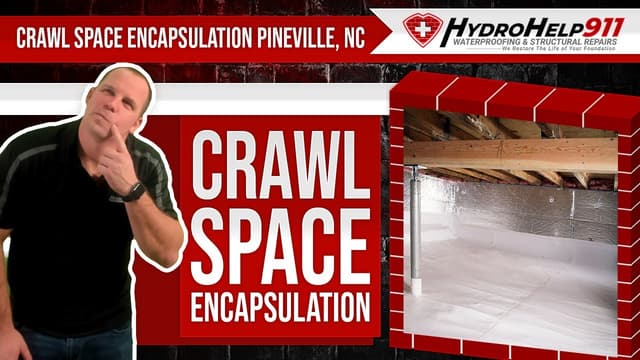 Crawl Space Encapsulation in Pineville, NC: Repair, Vapor Barrier and Insulation. Video preview.