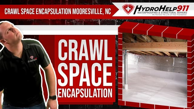 Crawl Space Encapsulation in Mooresville, NC: Repair, Vapor Barrier and Insulation. Video preview.