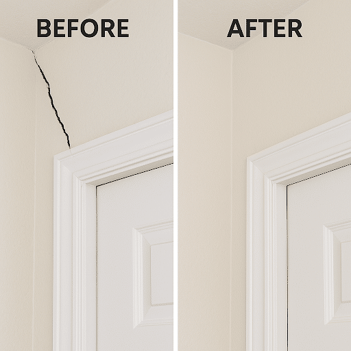 Cracks in Door Frames, Ceilings, and Corners at a HydroHelp911 project