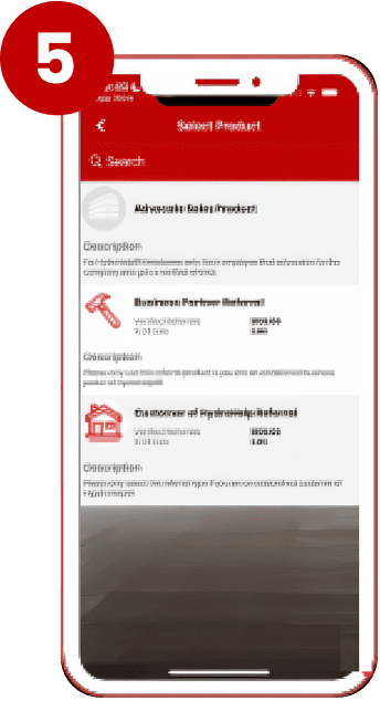 Step 5: the Select Product screen with the Business Partner Referral and Customer of HydroHelp options.