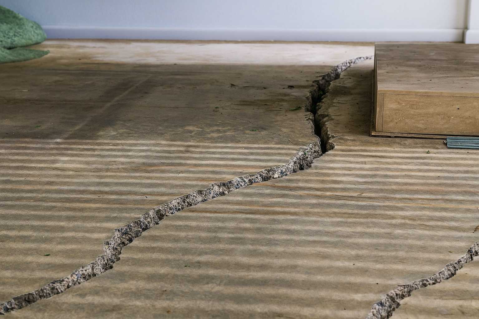 Illustration of cracks across a concrete garage floor